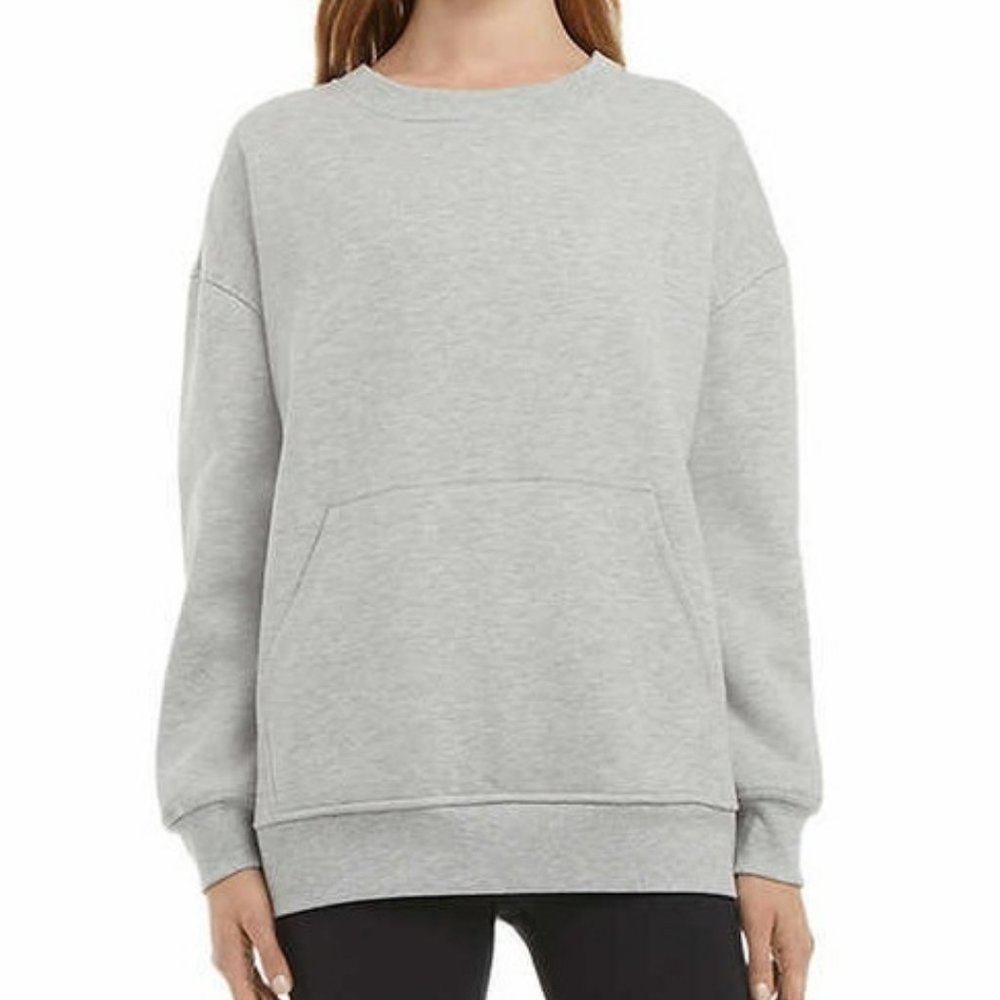 Danskin Women’s Oversized Crewneck with Pocket - Light Gray Heather*